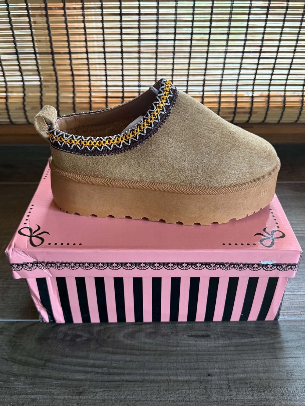 Moon Tan Platform Slip-On Mule Suede Clog
